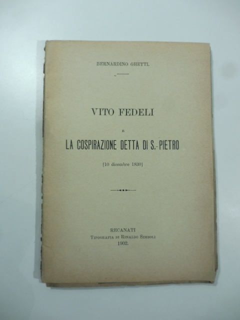 Vito Fedeli e la cospirazione di S. Pietro (10 dicembre 1830)
